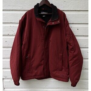 WOOLRICH Waterproof Cotton Blend Canvas Work Duster Jacket, Merlot Red- Size L